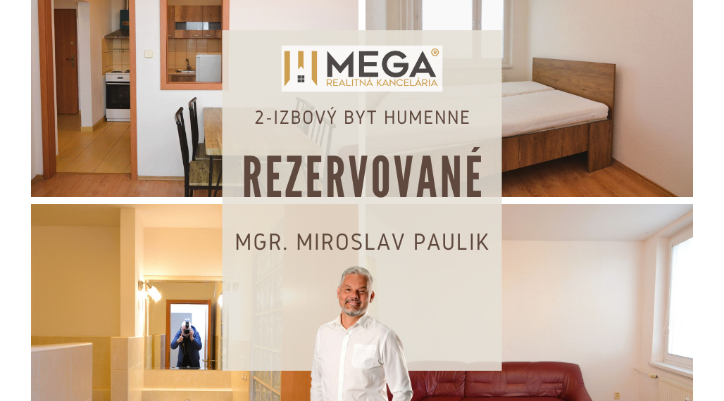 REZERVOVANÉ-PREDAJ 2-izbového bytu (40 m2) v Humennom