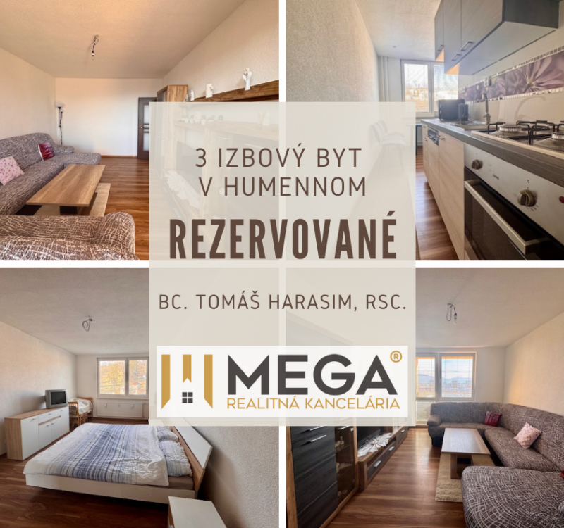 REZERVOVANÉ- Exkluzívne 3 izbový byt s balkónom na Mierovej ulici v Humennom